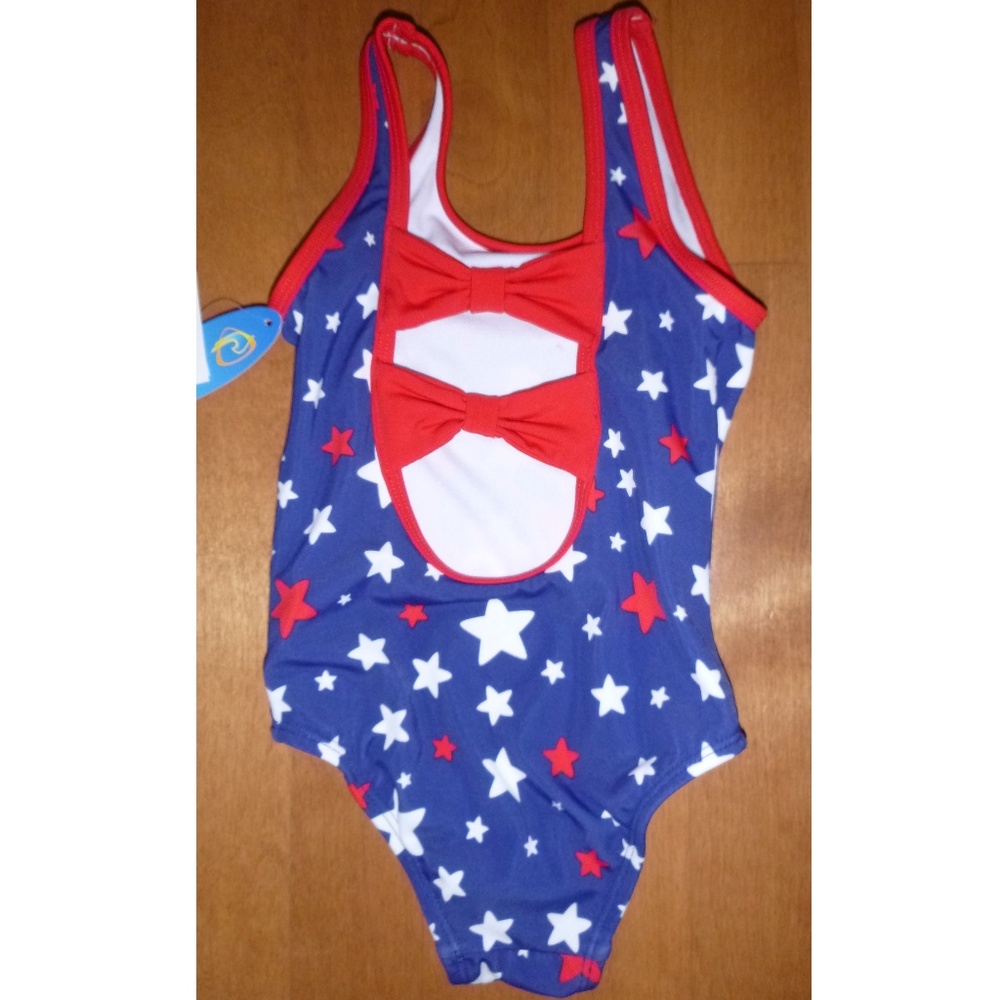 Baby Toddler Girls Stars 4th of July Patriotic Swimsuit Size 18 24 mo 2T  NWT - Picture 2 of 2